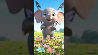 Baby elephant tries to fly with butterfly wings #cartoon #elephant #ai