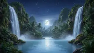 Moonlit Tropical Waterfalls 🌙 Deep Chill Lo-Fi Beats to Relax, Drift & Escape