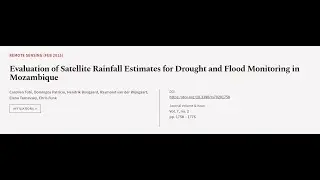 Evaluation of Satellite Rainfall Estimates for Drought and Flood Monitoring in Mozamb... | RTCL.TV