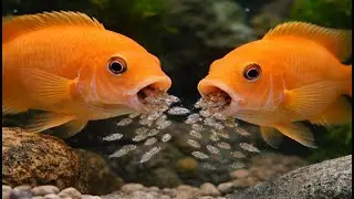 Two Orange Fish Giving Birth at the Same Time!
