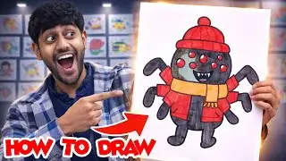 How To Draw A Funny Fall Spider Drawing, Painting, Coloring for Kids & Toddlers |