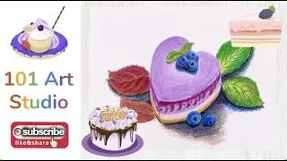 How to Draw Blueberry Cake, Easy and Cute | Step by Step tutorial｜蓝莓彩色铅笔教程