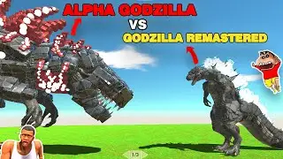 ALPHA GODZILLA VS GODZILLA REMASTERED 🤯 Shinchan vs Chop in Animal Revolt Battle Simulator.