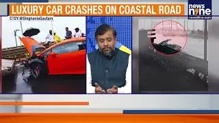 Orange Lamborghini Crashes On Mumbai Coastal Road | Driver Escapes Unhurt | News9