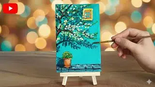 Mini Canvas Acrylic Painting Tree Shadow Easy Art Ideas for Beginners StepByStep Process Tutorial 