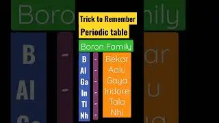 Trick to remember periodic table....#Boron family suscribe for more.....🙏🙏