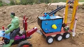 diy tractor mini borewell drilling machine | science project | submersible water pump