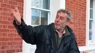Michael Rosen speaking at the Goldsmiths picket line on Day 12