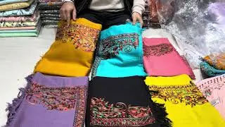 Plain pashmina suit with kashmiri work stole limited colour book now 8708529844