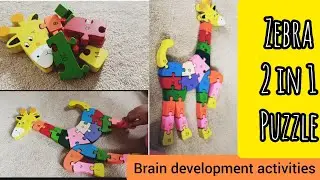zebra 2 in 1 wooden Puzzle toy | baby brain development activities | indoor activitiy for kids