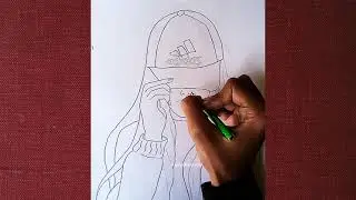 Girl Drawing with Adidas Cap 🧢 Face draw #art #sketcher #adidas #trending #short