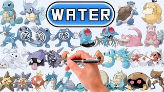 Dessiner tous les Pokémon de type Eau de la Génération 1 | Pokémon classés par types