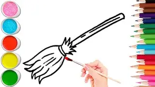 How to Draw Magic Broom | Easy Kids Art Tutorial |Child Art 🐋🌈🎨