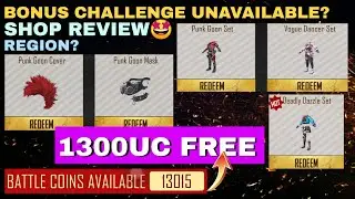 1300UC FREE REDEEMED- 30th August / BONUS CHALLENGE SHOP REVIEW /Free Skins #bgmi #pubgmobile