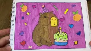 Coloring a Cute Capybara. Easy Coloring for Kids