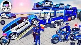 US Police Car Transporter Driving - Police Trailer Truck Driver Simulator 3D - Android gameplay