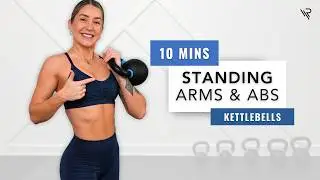 10 Min Arms & Abs STANDING Kettlebell Workout (Beginner Friendly)