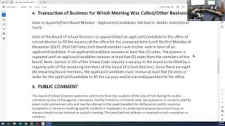 January 2026 Voting Meeting of the York City School District Board of Directors