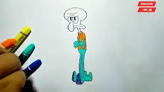 Squidward coloring for kids | easy Spongebob drawing and painting | learn colors for children