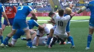 Owen Farrell penalised for high tackle - Italy v England 15th March 2014