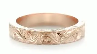 Custom Rose Gold Hand Engraved Wedding Band