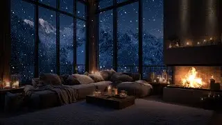 Snowfall Drifting Through Firelight ❄️ A Calm Winter Soundscape for Focus and Ease