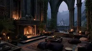Gothic Castle Fireplace Ambience | 3 Hrs Fire and Brown Noise Sounds for Reading, Sleep & Focus
