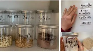 ORGANIZZAZIONE BARATTOLI farine e granelle / ETICHETTE IN VINILE / pensile cucina / IDEE E CONSIGLI