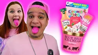 COMIENDO COSAS SOLO COLOR ROSA POR 24 HORAS!