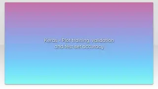 Keras - Plot training, validation and test set accuracy
