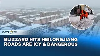 Heavy Snowstorm Disrupts Roads in Heilongjiang China