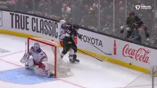 Kevin FIala with a reverse hit on Will Borgen.