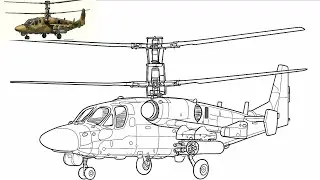 Detailed Drawing & Coloring of the Kamov Ka-50 Attack Helicopter &ndash; Art for Adults