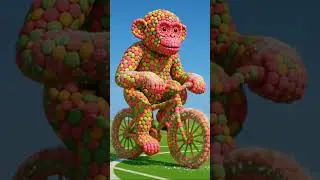 Candy Rider 🍬🚴🐒 #visualillusion #candyrider #sugarillusion #sweetdesign #monkeyart #candybike