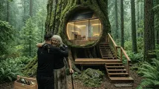 This old woman's house Was Destroyed by Storm, So I Built Her a Modern Treehouse!