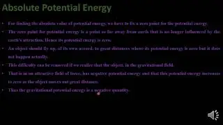 Physics Lecture # 20 Absolute Potential Energy