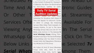 Daily Audition Updates WhatsApp Groups | Join Now Link Here | TV Shows WhatsApp Group Links