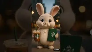 Adorable Bunny Enjoys Starbucks at Golden Hour | Pixar-Style 3D Animation