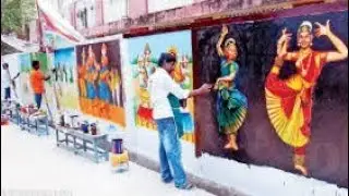சுவர் ஓவியம் / தஞ்சாவூரீன் பெருமை சுவர் ஓவியம்/எங்க ஊர் தஞ்சாவூர்/MAATTHI YOSIGGAL.