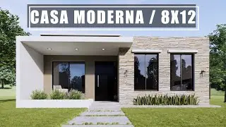 CASA DE 8X12 MODERNA DE UNA PLANTA CON DOS REC&Aacute;MARAS Y TERRAZA | PLANO DE CASA 96 M2