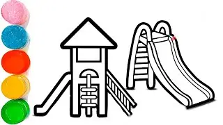 How To Draw a Playground Slide Drawing | Slide Drawing for Kids | School Playground Drawing