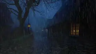 Peaceful Rainy Night on a Dark Old Town Street | Deep Sleep, Relaxing Rain Sounds & Cozy Ambience