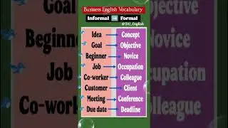 Business English Vocabulary | Informal Vs Formal English | Boost Your English