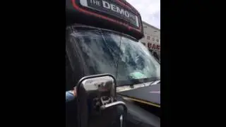 Demo bus windshield flex