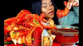 KING CRAB SEAFOOD BOIL MUKBANG | SEAFOOD | MUKBANG | DESHELLED LOBSTER | SEAFOOD BOIL | ASMR EATING