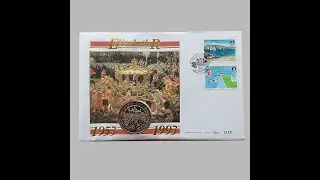 1993 Queen Elizabeth II 40th Anniversary Alderney &pound;2 Pounds Coin Cover - Alderney First Day Cover