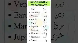 Solar System Vocabulary in English and Urdu | Learn Solar System Words with Urdu Translation