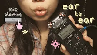 asmr | sensitive ear to ear whispers and mic blowing (cupped sksk, tktk, some tascam waving)