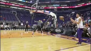 Phoenix Suns Devin Booker warming up on floor level, RIGHT in front of me 🤯 🔥🔥🔥 #shorts