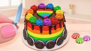 Satisfying Chocolate Rainbow Cake with OREO | Mini Cake Decorating & ASMR | Mini Cake ASMR